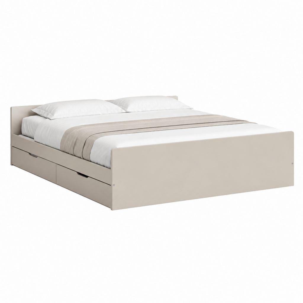 Stauraumbett Doppelbett Beige Spanplatte Melaminbeschichtung 160 x 200 cm mit 4 Schubladen