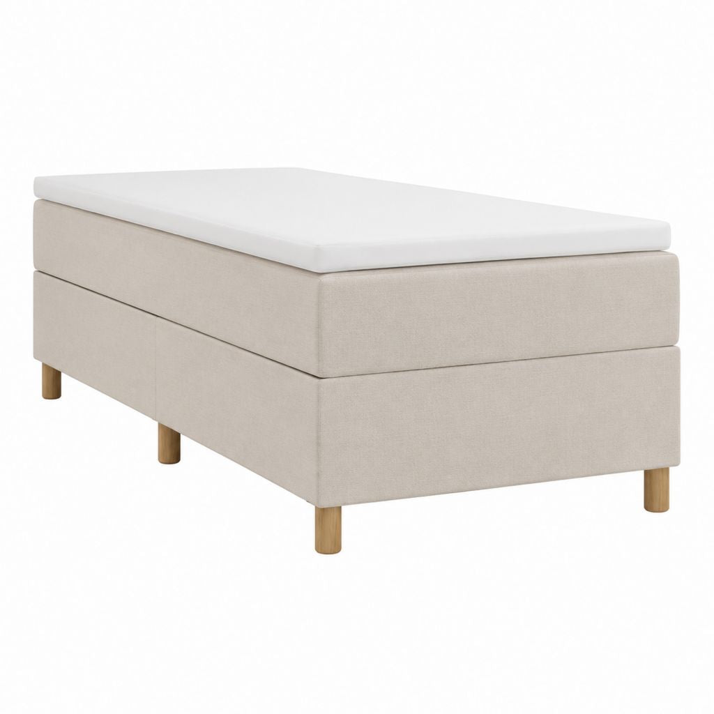 Boxspringbett Beige mit Polyesterbezug und Massivholzfüßen 90 x 200 cm