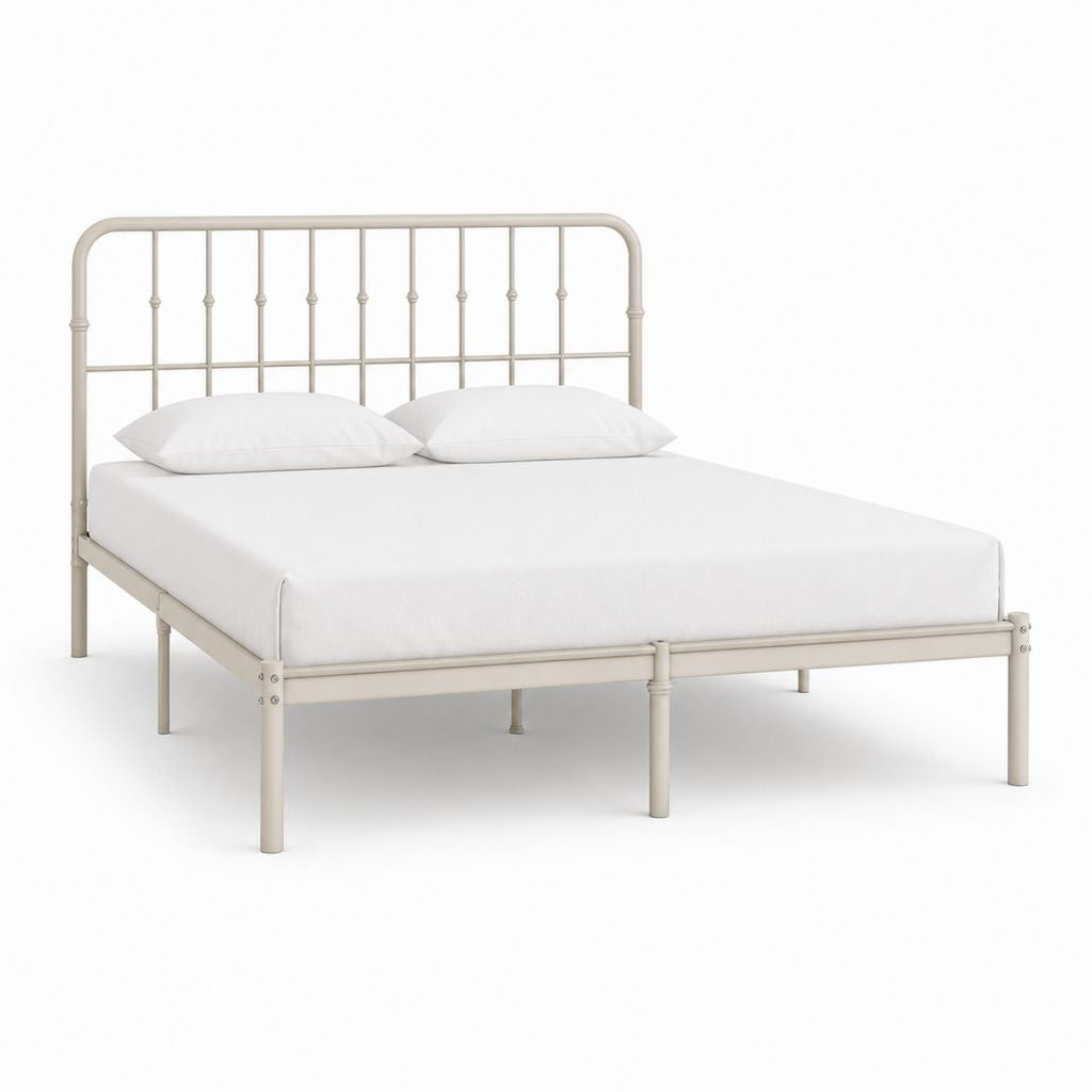 Metallbett Doppelbett Cremeweiß pulverbeschichteter Stahl rechteckig 160 x 200 cm