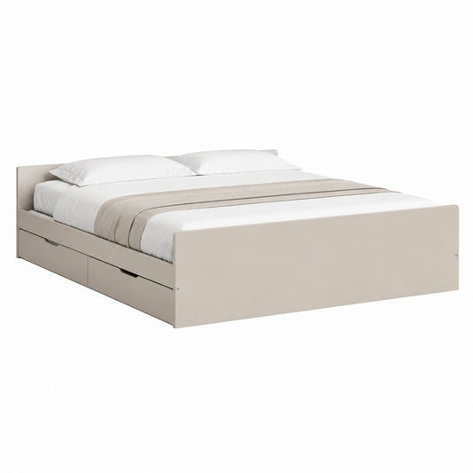 Stauraumbett Doppelbett Beige Spanplatte Melaminbeschichtung 160 x 200 cm mit 4 Schubladen