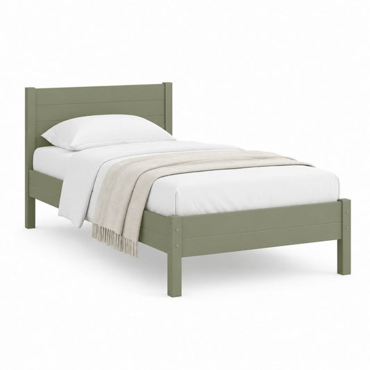 Einzelbett Bettgestell Olivgrün Kiefer Massivholz Rechteckig 90 x 200 cm