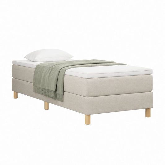 Boxspringbett Beige Polyester Rechteckig mit Liegefläche 90 x 200 cm Außenmaß 100 x 210 x 56 cm