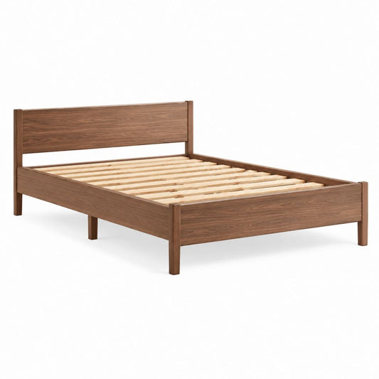 Doppelbett Bettgestell Walnuss Dekor MDF rechteckig mit Lattenrost 160 x 200 cm