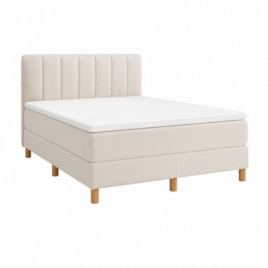 Boxspringbett mit Matratze Creme Polyester-Samt Rechteckig 180 x 200 cm