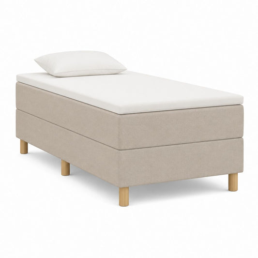 Boxspringbett rechteckig 90 x 200 cm Beige mit Polyesterbezug und Massivholzfüßen