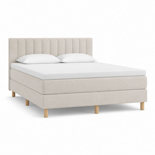 Polsterbett Doppelbett Beige mit Polyesterbezug und Holzfüßen 180 x 200 cm