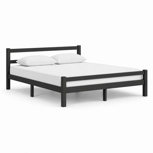 Doppelbett Bettgestell Schwarz aus massivem Kiefernholz 140 x 200 cm