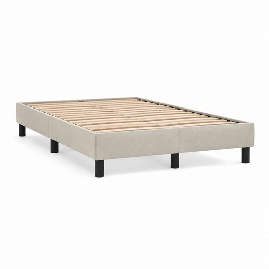 Polsterbettgestell Beige mit Polyesterbezug und Lattenrost 160 x 200 cm