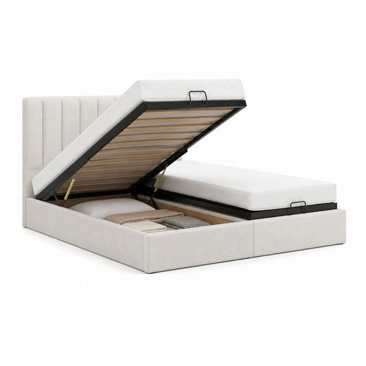 Polsterbett mit Stauraum Beige Polyester Rechteckig 180 x 200 cm