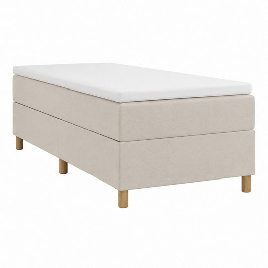 Boxspringbett Beige mit Polyesterbezug und Massivholzfüßen 90 x 200 cm