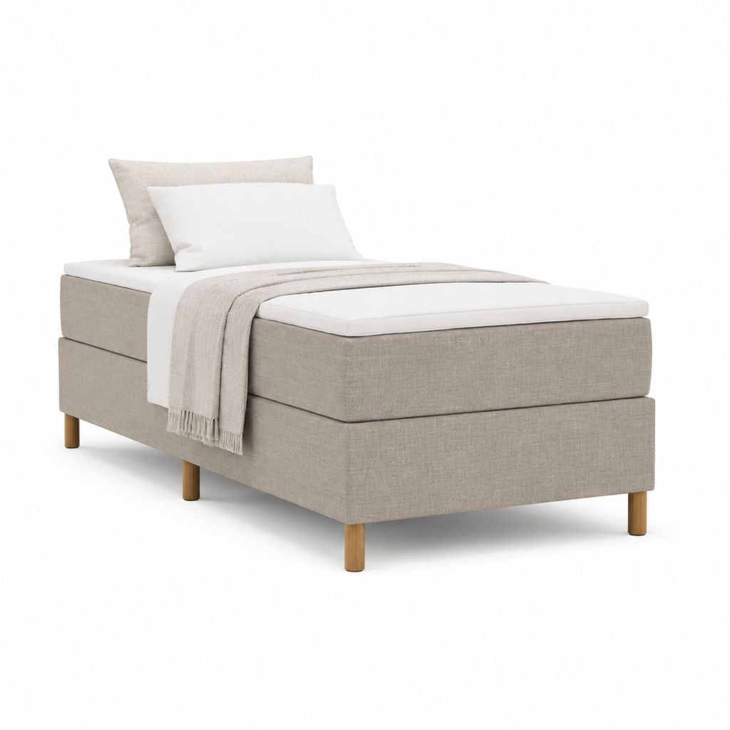 Boxspringbett mit Matratze Beige Polyester Rechteckig 90 x 200 cm