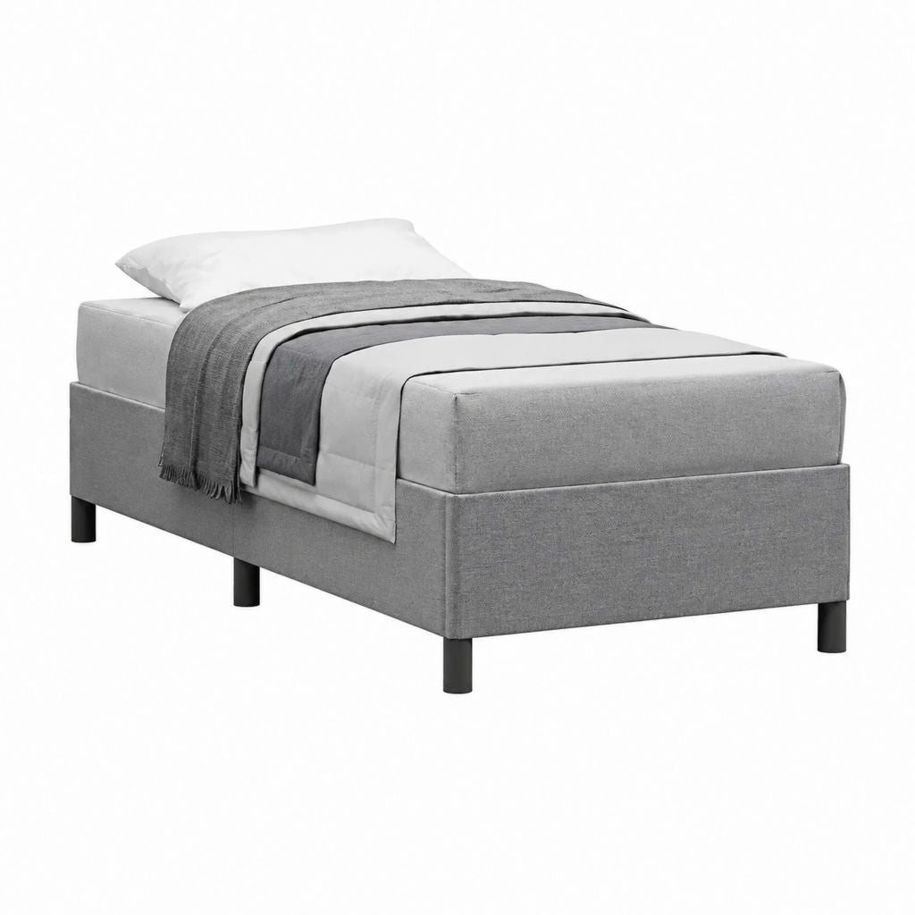Polsterbett Einzelbett Grau mit Polyesterbezug 90 x 200 cm