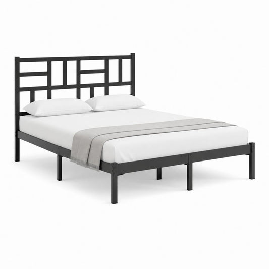 Metallbett Doppelbettgestell Schwarz pulverbeschichteter Stahl rechteckig 160 x 200 cm