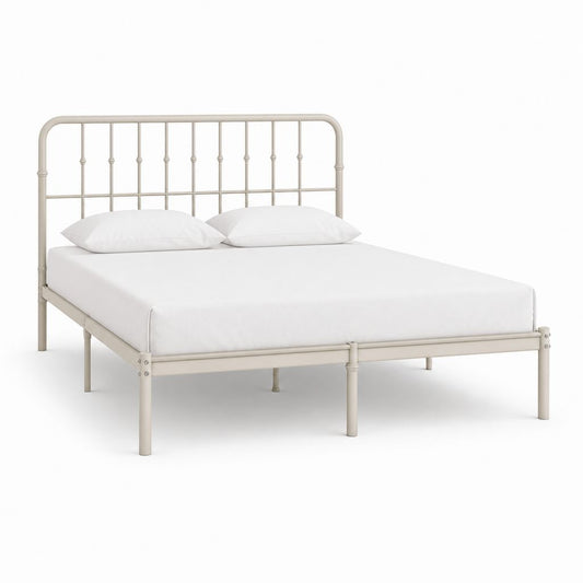 Metallbett Doppelbett Cremeweiß pulverbeschichteter Stahl rechteckig 160 x 200 cm