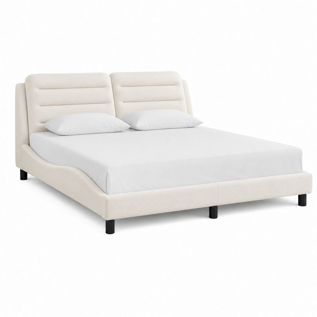 Polsterbett Doppelbett Creme Polyester 180 x 200 cm