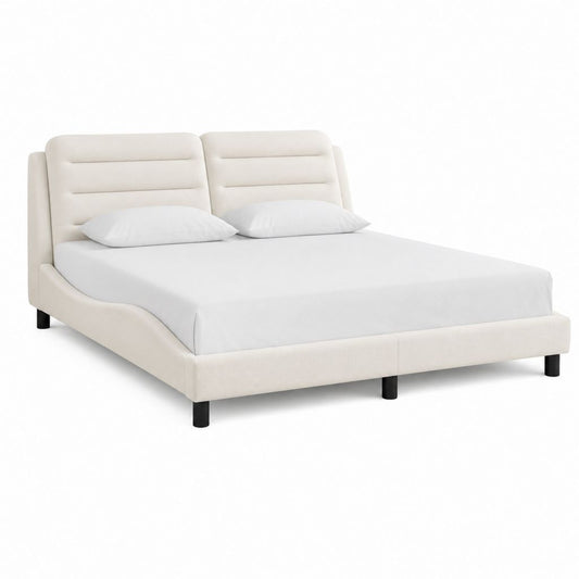 Polsterbett Doppelbett Creme Polyester 180 x 200 cm